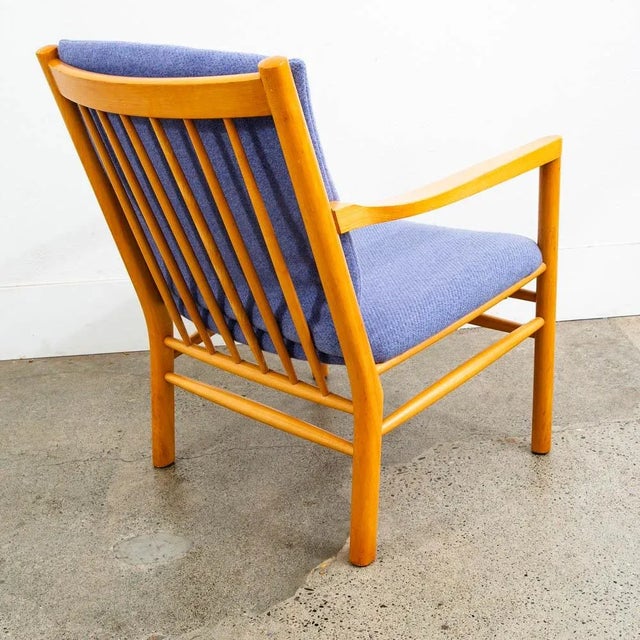 Mid Century Danish Modern Lounge Chair Ole Erik Jorgensen Purple Fabric Wood MCM For Sale - Image 4 of 12