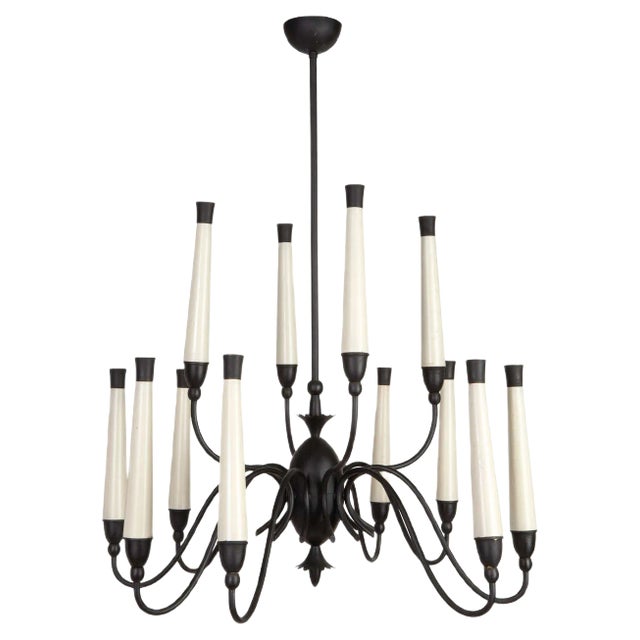 Black & White Chandelier, 1950s For Sale