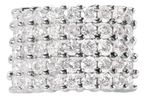 14k White Gold 4.0 Cttw Diamond 5 Row Ring Band (I-J Color, I1-I2 Clarity) - Ring - Size 7
