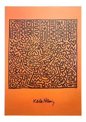 Keith Haring Estate Vintage 1999 Lithograph Print Large Pop Art Poster " Untitled " 1982