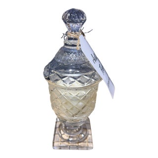 Antique 1830s Cut Crystal Regency Covered Vessel Candle – Applewood and Fern by Antique Flames For Sale