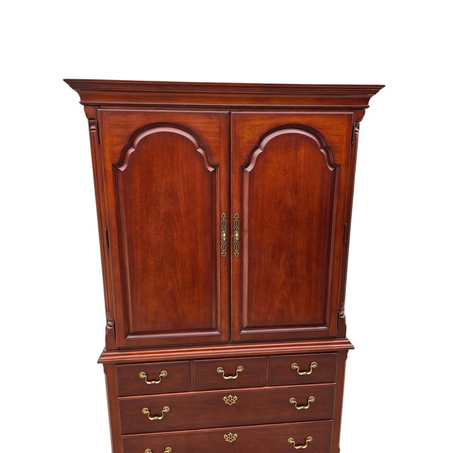 Thomasville 1990s Thomasville Collectors Cherry Dresser High Chest on Chest Armoire Wardrobe For Sale - Image 4 of 12