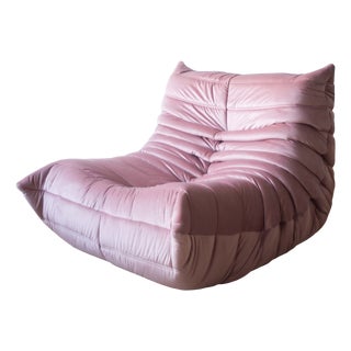 Pink Pearl Velvet Togo Lounge Chair by Michel Ducaroy for Ligne Roset, 1970 For Sale