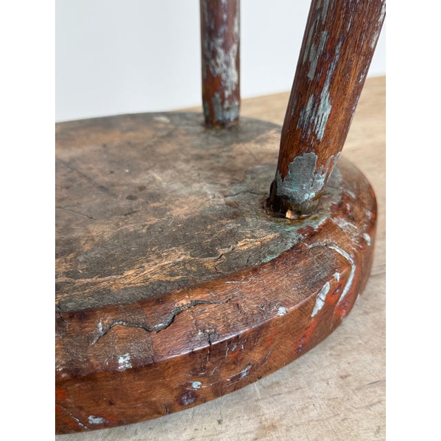 Early 20th C Primitive Round Stool For Sale - Image 10 of 10