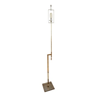1960s Adjustable Brass and Chrome Telescoping Floor Lamp, Attributed to Laurel For Sale