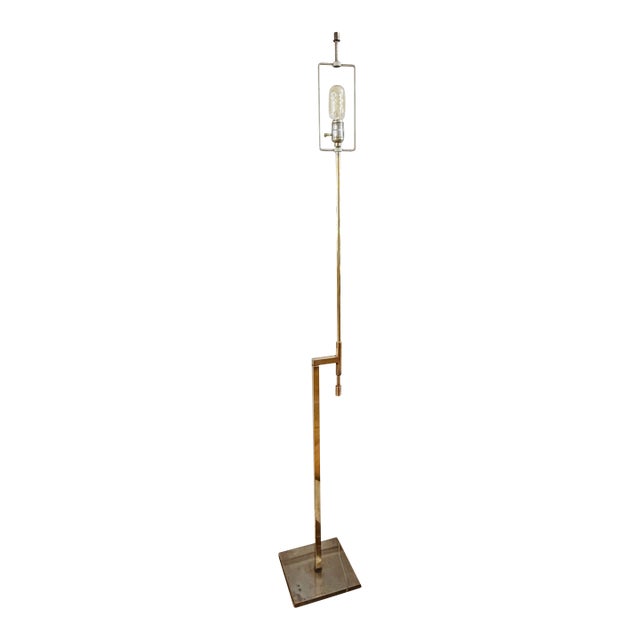 1960s Adjustable Brass and Chrome Telescoping Floor Lamp, Attributed to Laurel For Sale