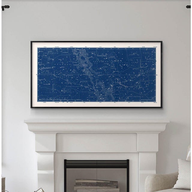 This very wide format print is based on a restored and very rare Antique German Constellation Map from 1849, and has bold...