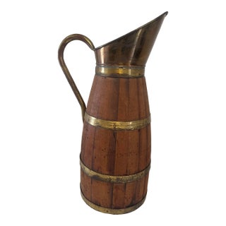 Early 20th Century Antique French Rustic, Decorative Large Wooden Brass Hoops of Wine, Picture Jar/Umbrella Stand For Sale