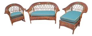 20th Century Wicker Child's Bar Harbor Settee & Chaise & Rocker Set