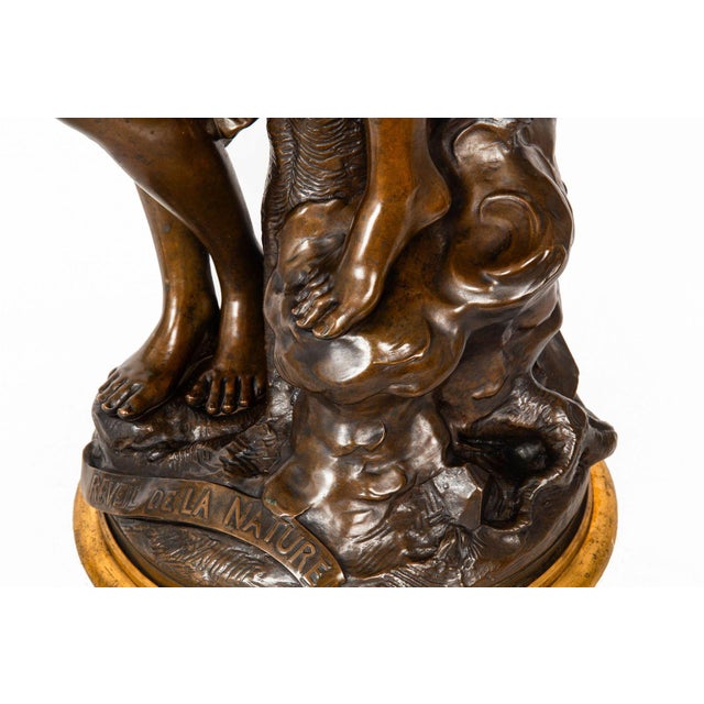 French Antique Bronze Sculpture “Awakening of Nature” by Emile Picault For Sale - Image 15 of 18