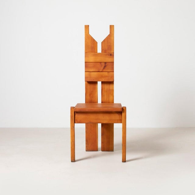 Wood Vintage Brutalist Dining Chairs in Pine, Czechoslovakia, 1970s, Set of 6 For Sale - Image 7 of 15