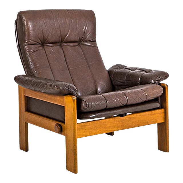 Vintage Teak & Leather Atlanta Armchair by Sven Ellekaer for Skippers Mobler A/S Design, 1980s For Sale