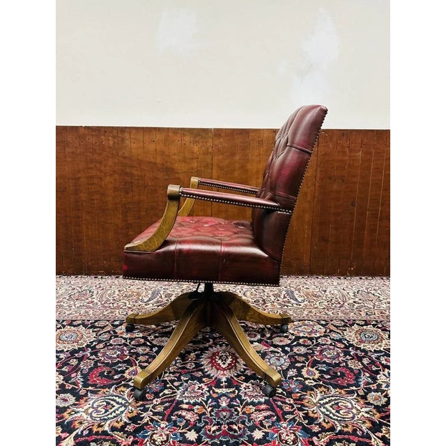 English Chesterfield Desk Chair For Sale - Image 3 of 8