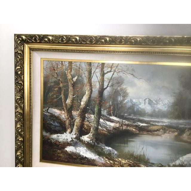 American Mid 20th Century "The Rockies" Mountain Landscape Oil Painting, Framed For Sale - Image 3 of 7