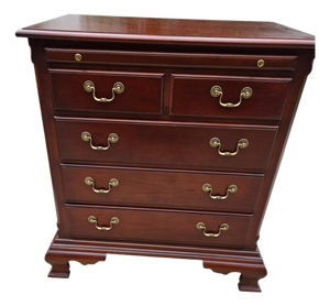 1990s Thomasville Collectors Cherry Bachelors Chest Nightstand Chippendale Tray A