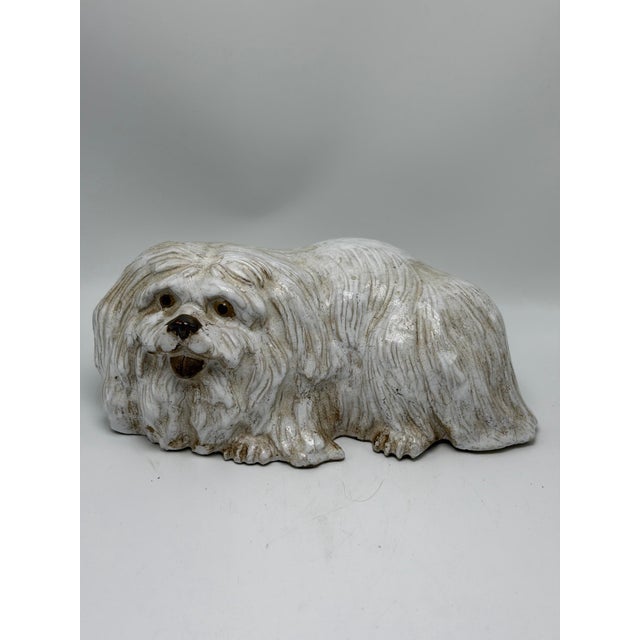 White Ceramic White Dog For Sale - Image 8 of 8