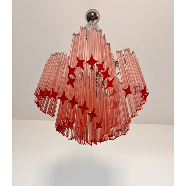 Modern Quadriedri Glass Chandelier in 60 Pink Prism Quadriedri, 1990 For Sale - Image 11 of 17
