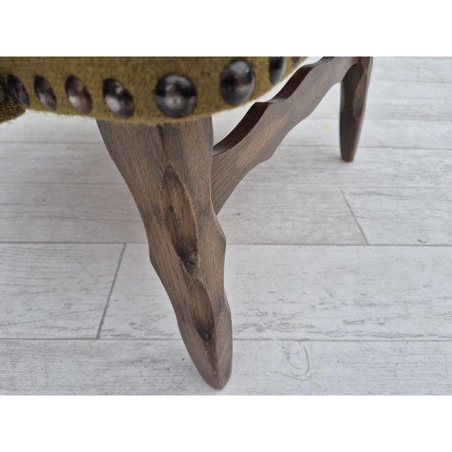 Danish Lounge Chair in Green Wool and Oak, 1970s For Sale - Image 14 of 16