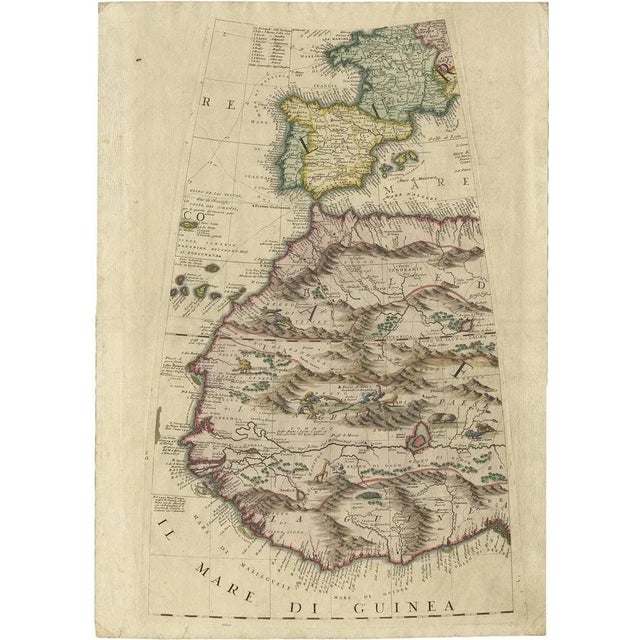 Antique Map of Southwestern Europe and West Africa attributed to V. M. Coronelli, 1692 For Sale - Image 6 of 6