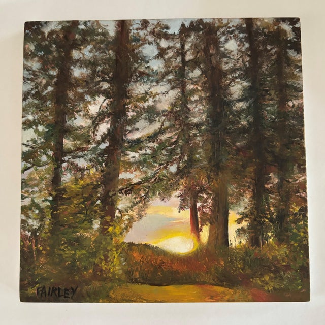 In this miniature oil painting measuring 6x6 inches, artist Jessica Fairley captures the Vancouver Island sunset in all...