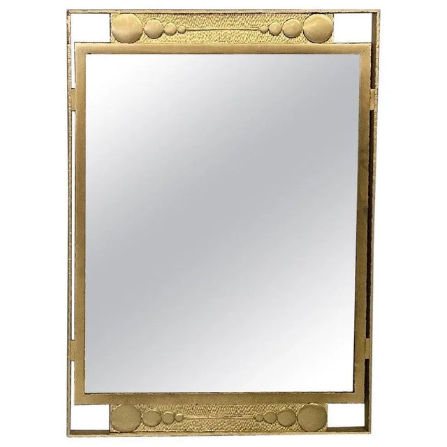 Italian Modern Wall Mirror in Golden Metal with Geometric Decorations, 1980s For Sale - Image 11 of 11