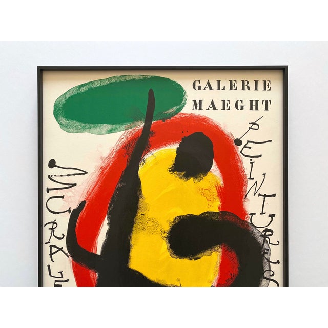 This Joan Miro rare vintage 1961 Mid Century Modernist fine art lithograph print " Murales - Peintures " custom framed...