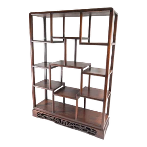 19th Century Chinese Carved Hardwood Rosewood Curio Tabletop Display Shelf
