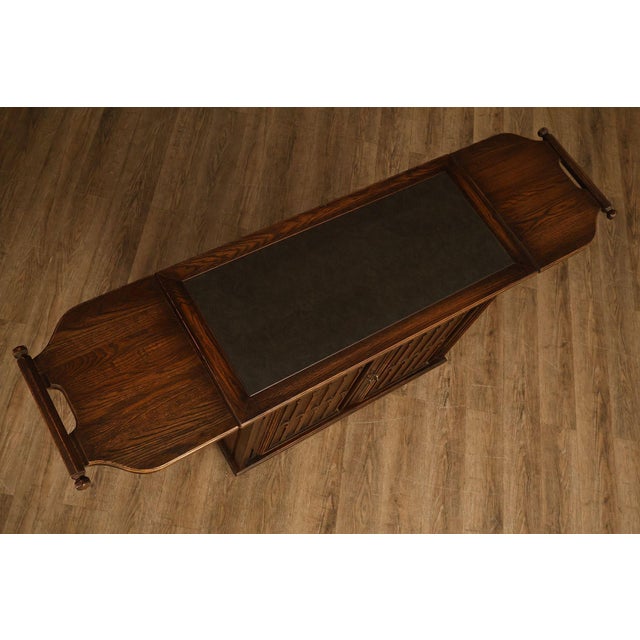 Jamestown Lounge Co. Gothic Revival Vintage Oak Drop-Leaf Server For Sale - Image 18 of 18