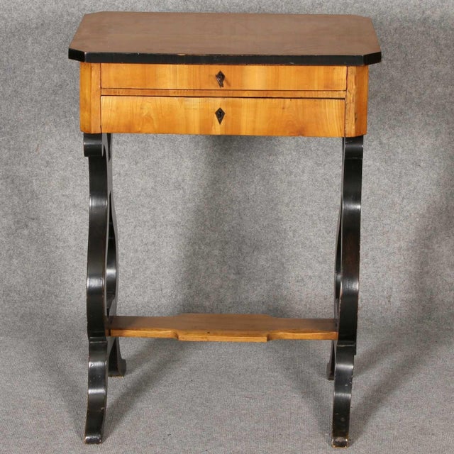 19th Century Lyra Sewing Table in Black Cherry Wood, 1820 For Sale - Image 17 of 18