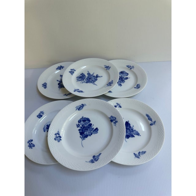 1980's Royal CopenhagenDenmark Blue Flowers Braided Edges Six(6) Salad Plates 7.5",Six(6) 7" Saucers(#8195),Six(6) Saucers 6.5"(#8269) - 18 pcs For Sale - Image 15 of 18