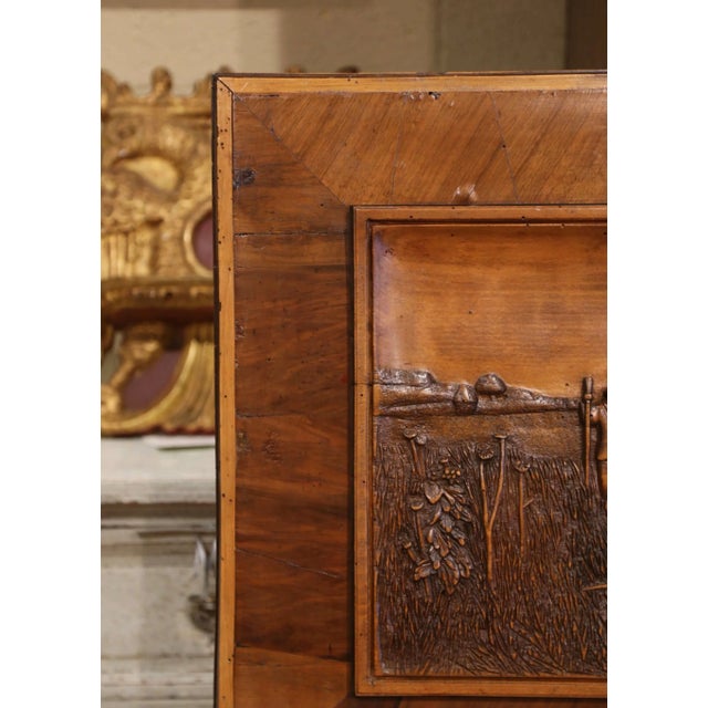 19th Century French Black Forest Carved Walnut Hunt Scene Wall Panel For Sale - Image 4 of 11