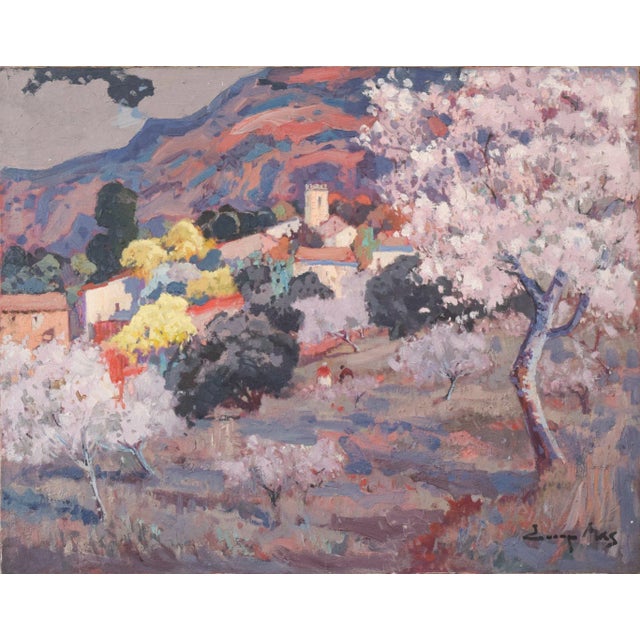 Josep Mas Pou, Almond Blossom Landscape, Mid-20th Century, Oil on Canvas For Sale - Image 15 of 15