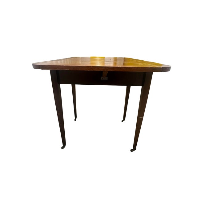 Vintage Leather-Top Drop-Leaf Side Table With Drawer For Sale - Image 9 of 11