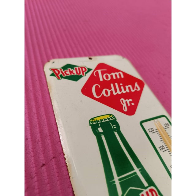 Premium Vintage Style Tom Collins Jr. Lemon Drink Advertising Thermometer Sign For Sale - Image 6 of 11
