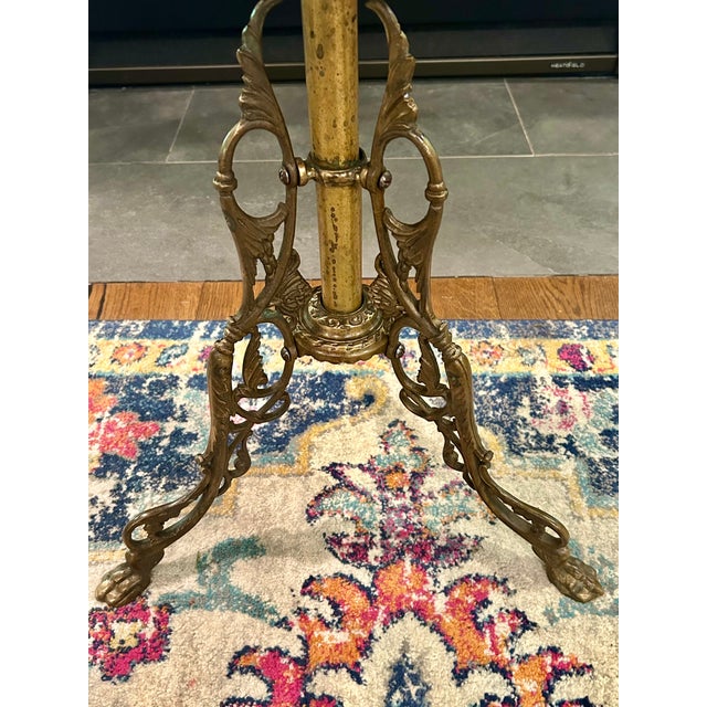 Rococo Antique Ornate Brass Pedestal Table For Sale - Image 3 of 4