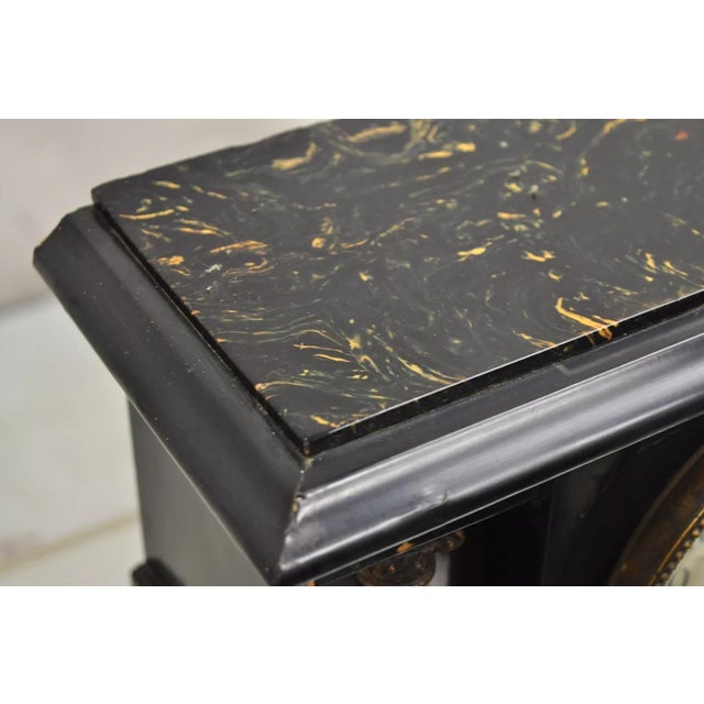 Antique Seth Thomas Adamantine Victorian Faux Marble Shelf Mantel Clock For Sale - Image 9 of 11