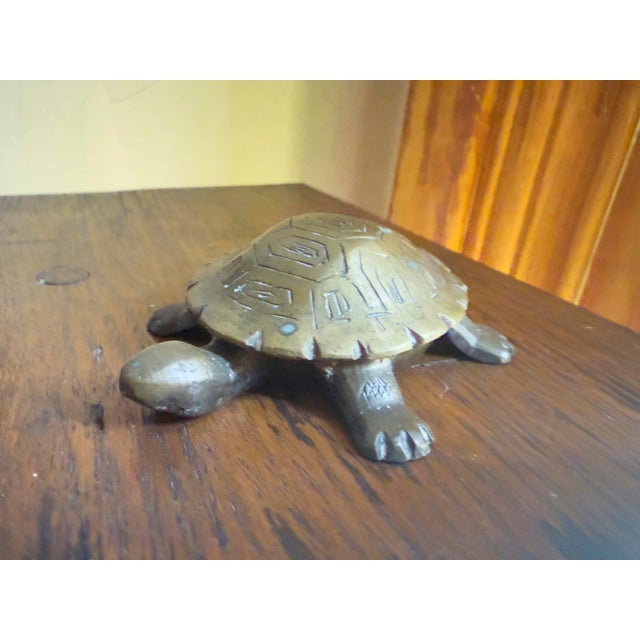 Brass 1970s Vintage Hollywood Regency Brass Turtle Keepsake Box For Sale - Image 8 of 8