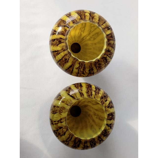 Pair Footed Czech Spatter Glass Posy Vases by Franz Welz Vintage 1930s For Sale In Houston - Image 6 of 7