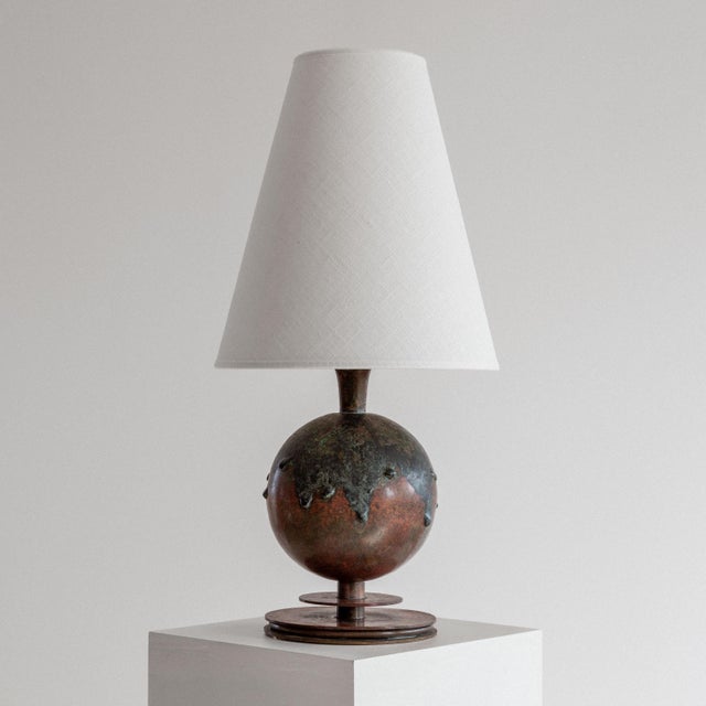 Art Deco Spherical Bronze Table Lamp, Sweden, 1930s For Sale - Image 6 of 6