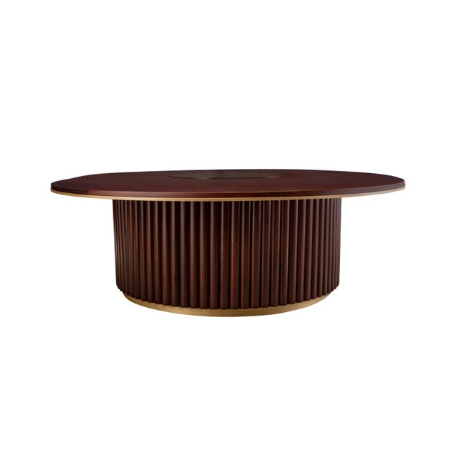 Contemporary Matthew Round Center Table by Wood Tailors Club For Sale - Image 3 of 8