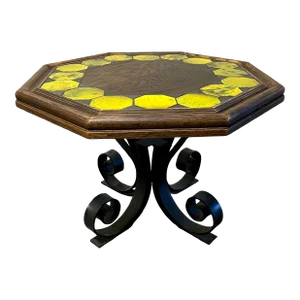Mid Century Brutalist California Tile Octagonal Table