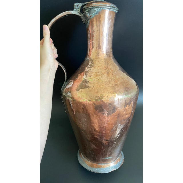 Large Antique 19th Century Persian Tinned Copper Floor Ewer For Sale - Image 12 of 13