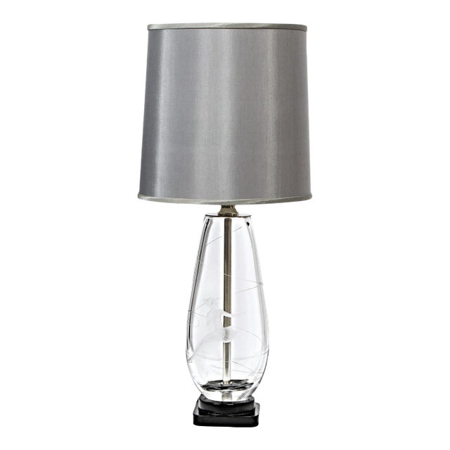 Mid-Century Modern Translucent & Frosted Glass Figurative Table Lamp by Orrefors For Sale