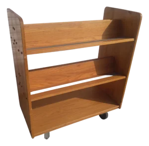 Late 20th Century Rolling Cart Bookcase With Slanted Shelves