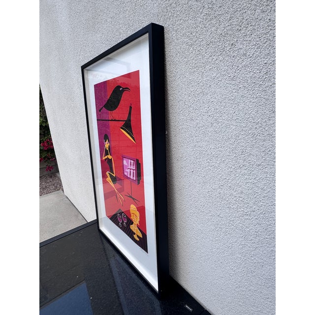 Mid-Century Modern “Shag”Josh Agle Elsa and the Raven Signed Numbered Serigraph 2006 Framed 24|200 For Sale - Image 3 of 8