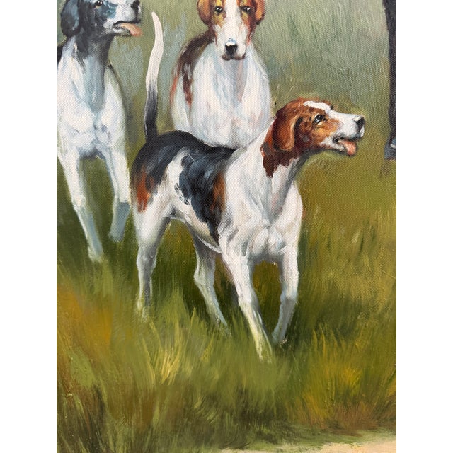 Fox Hunting Scene Oil Painting on Canvas Horses Hounds Equestrian Sporting Art For Sale - Image 9 of 14