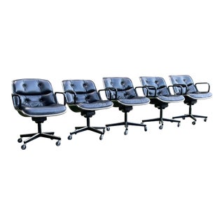 Mid-Century Modern Knoll Executive Chais by Charles Pollock - Set of 5 For Sale