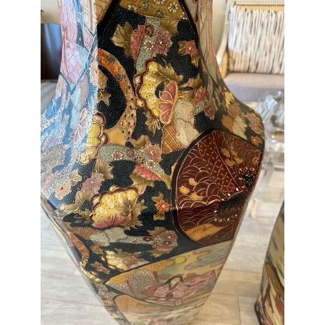 1980s 1980s Chinese Satsuma Vases- Set of 2 For Sale - Image 5 of 8