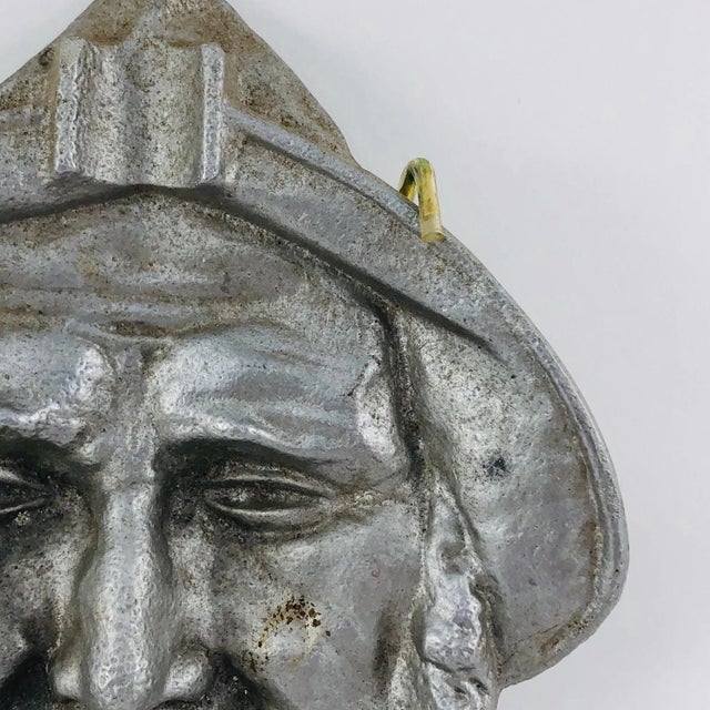 American Mid Century Cast Aluminum Fisherman With Pipe Wall Plaque For Sale - Image 3 of 8