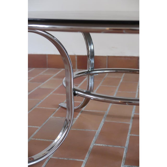Round Coffee Table in Smoked Glass and Tubular Chrome, 1970s For Sale - Image 4 of 9